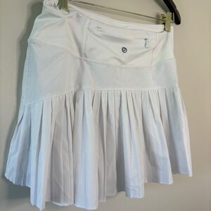 Baleaf White Flat Front Pleated Back Athletic Tennis Skort Women's L